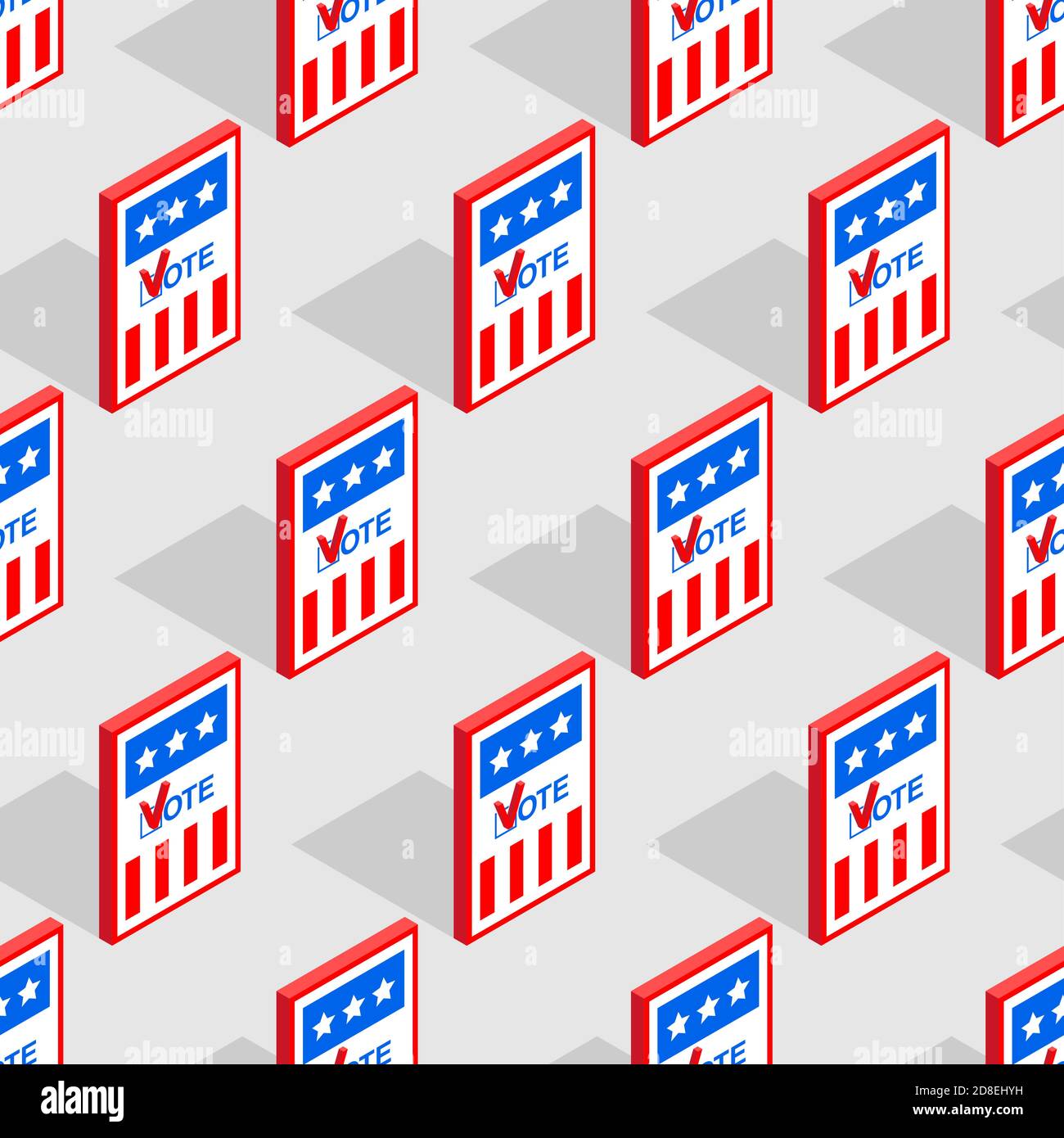 Vote USA election day pattern seamless. vector background Stock Vector
