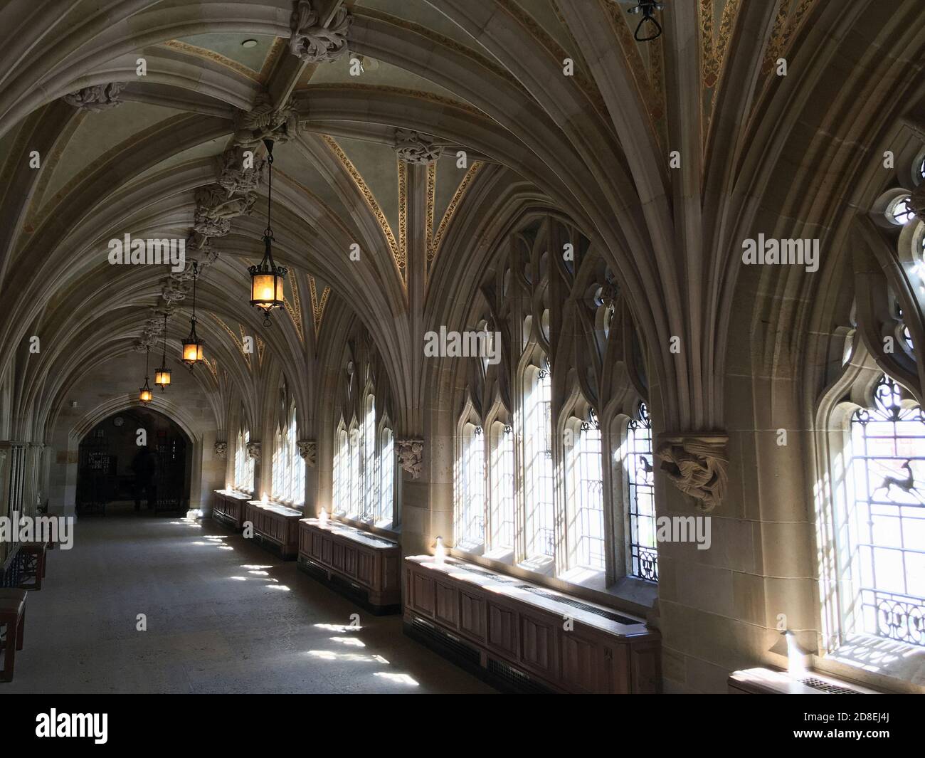 Cloister, Sterling Memorial Library, Yale University, New Haven, Connecticut, USA Stock Photo
