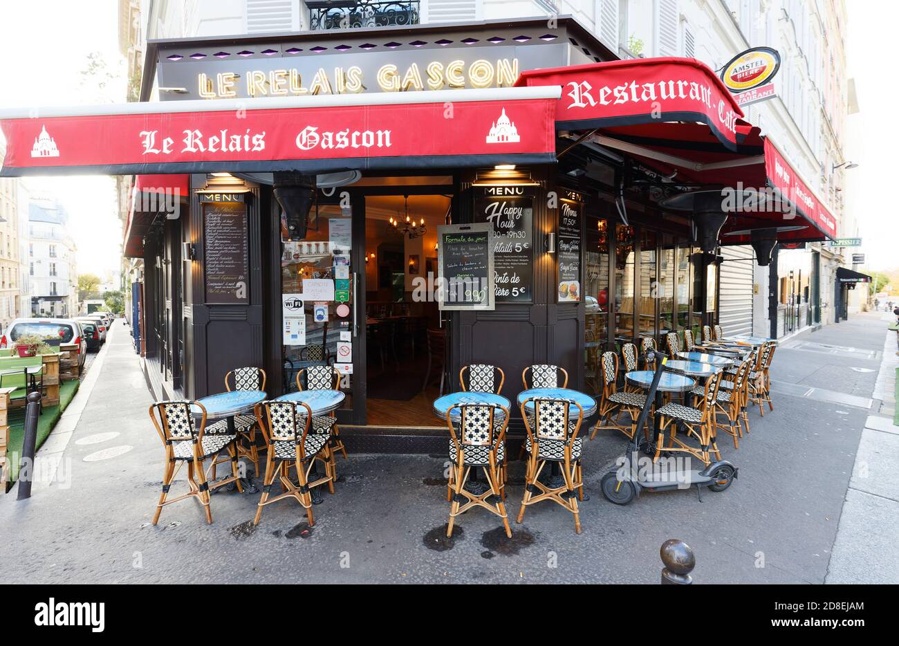 The traditional French restaurant Le Relais Gascon , Montmartre district of Paris, France. Stock Photo