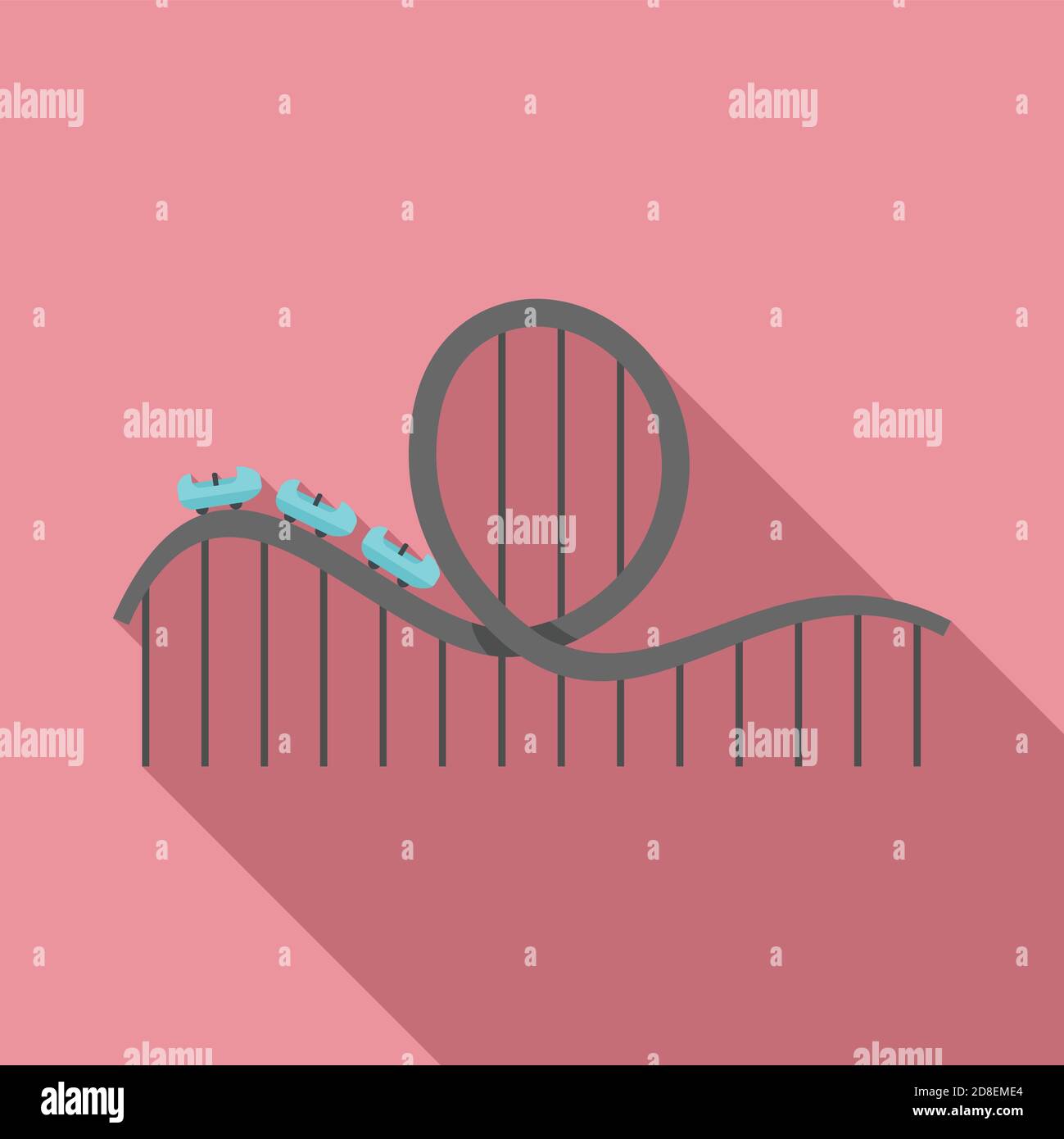 Roller coaster amusement icon, flat style Stock Vector Image & Art - Alamy