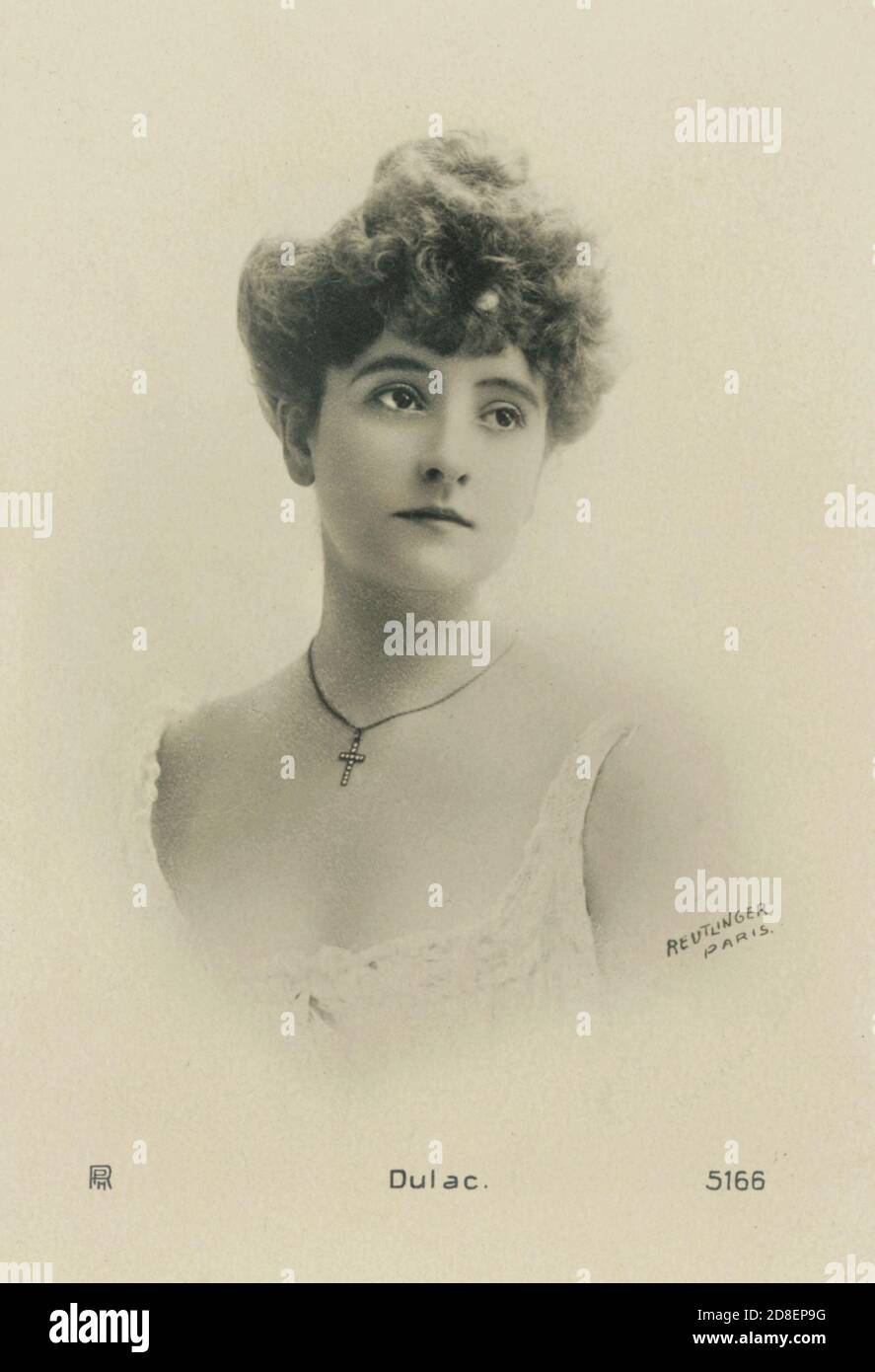 Vintage Postcard. Odette Dulac (French actress) - Rotophot (Berlin) 5166 (postcard) c 1903 - photo by Reutlinger (Paris) - restored from original postcard by Montana Photographer. Stock Photo