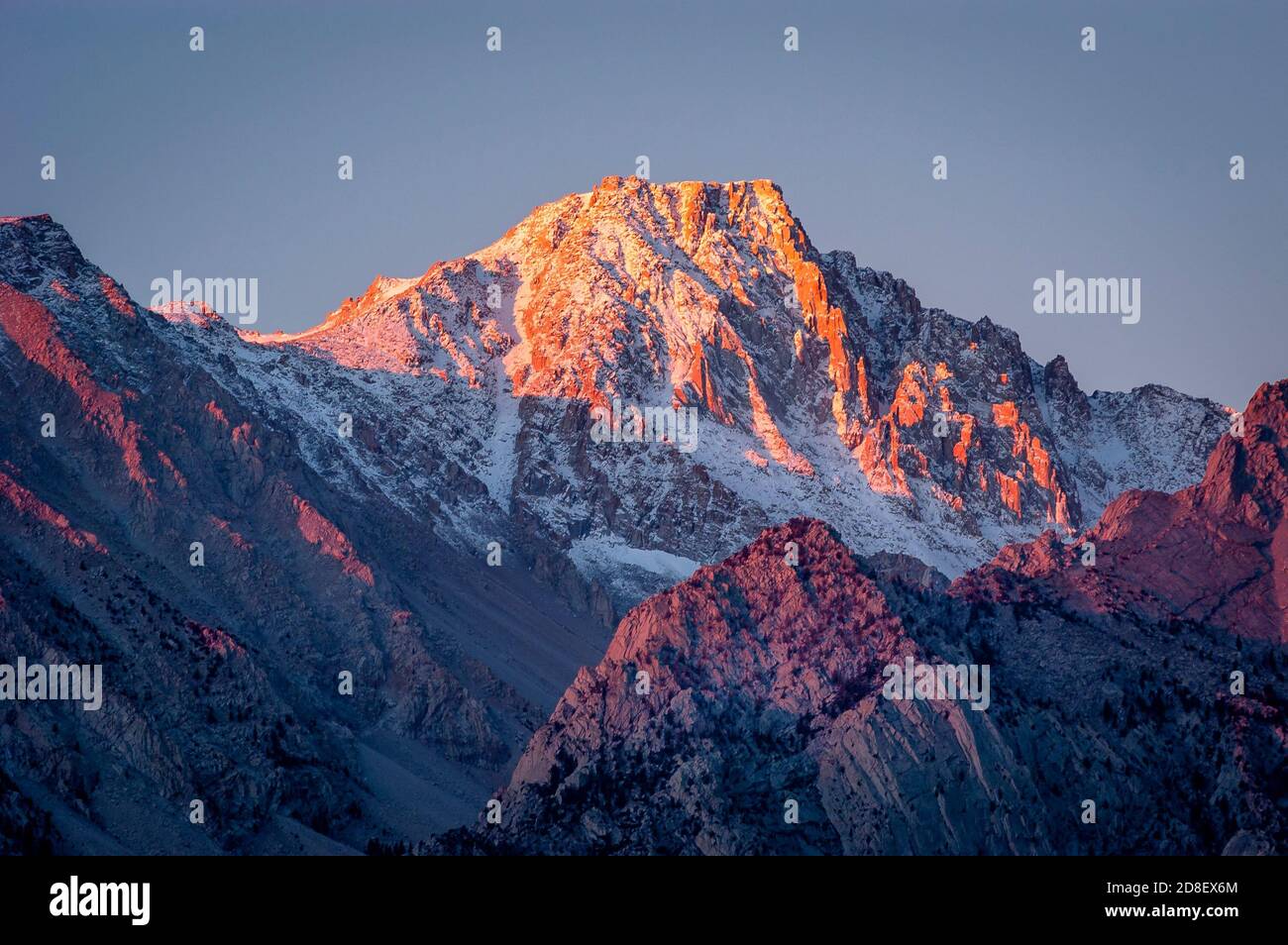 Sunrise on a rocky peak in the Sierra Nevada Mountains. Stock Photo