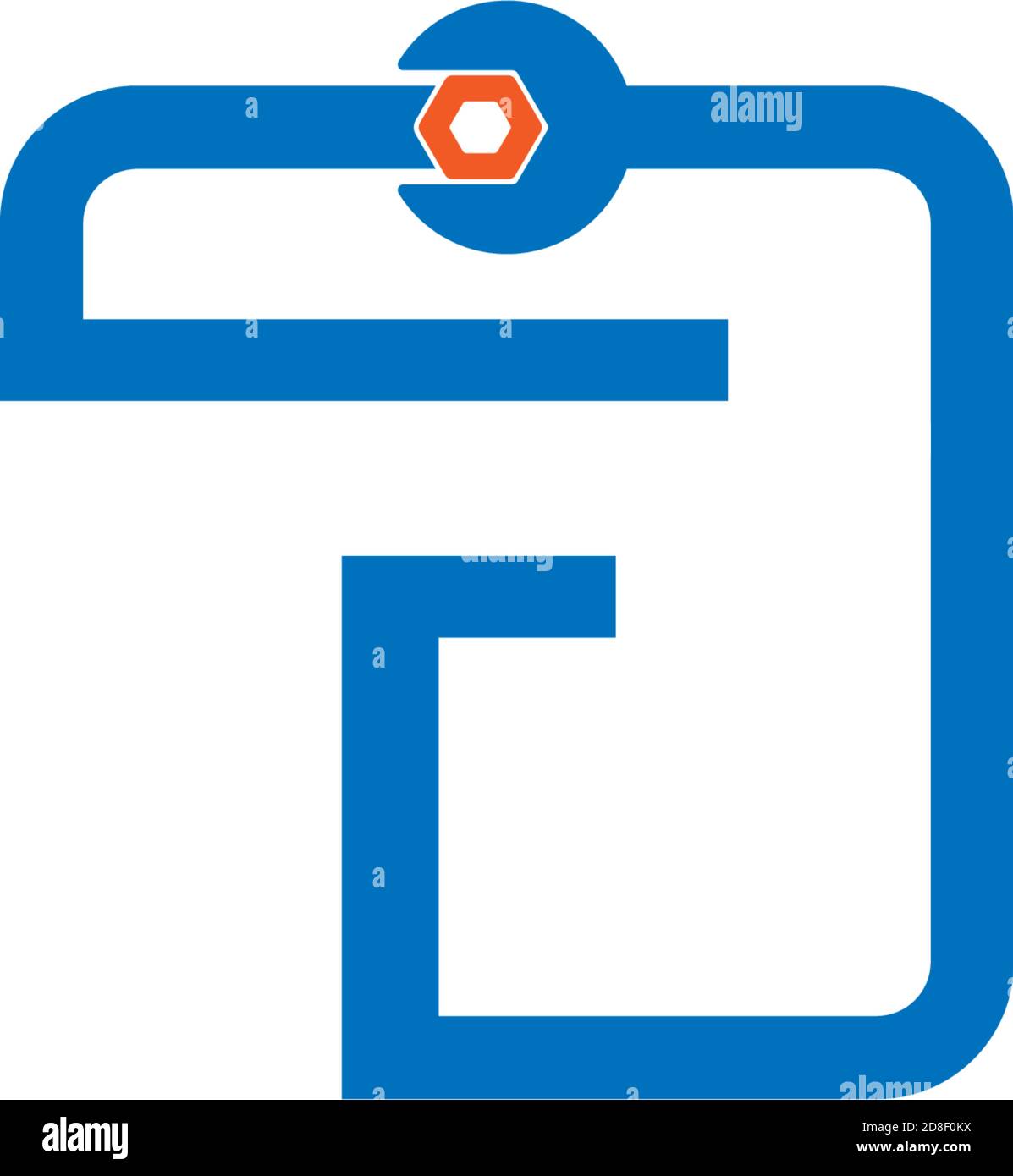 Letter F  logo icon forming a wrench and bolt design concept Stock Vector
