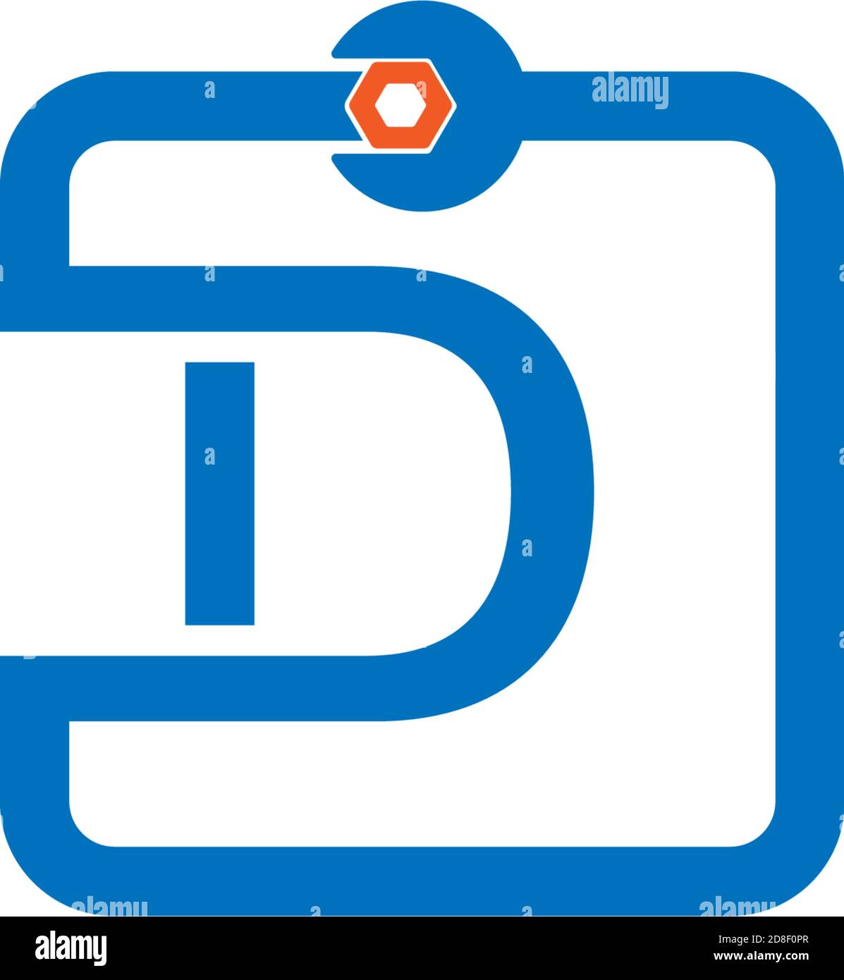 Letter D  logo icon forming a wrench and bolt design concept Stock Vector