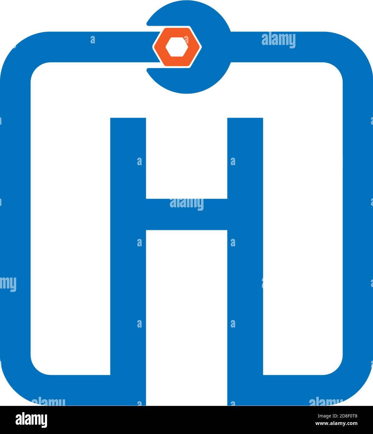 Letter H logo icon forming a wrench and bolt design concept Stock ...