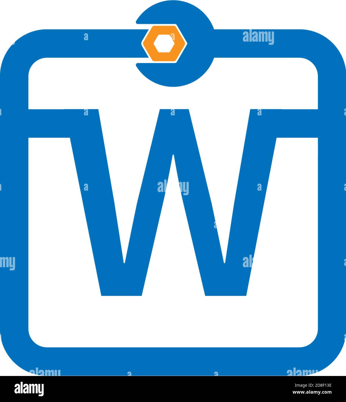 Letter W logo icon forming a wrench and bolt design concept Stock ...