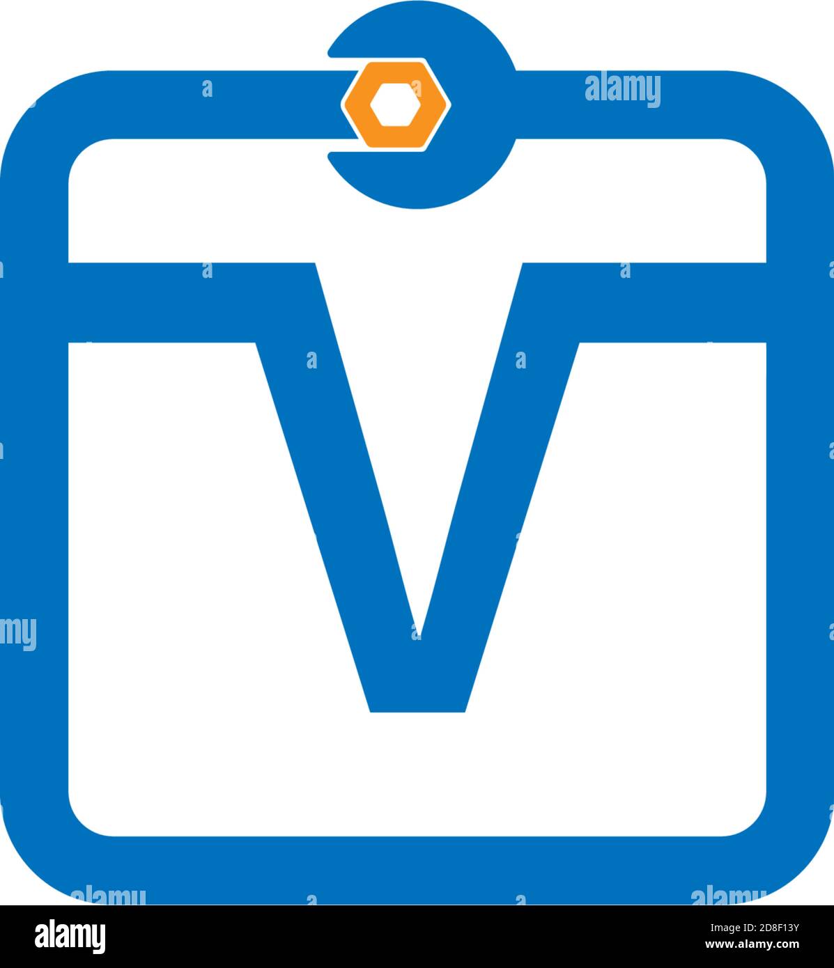 Letter V  logo icon forming a wrench and bolt design concept Stock Vector