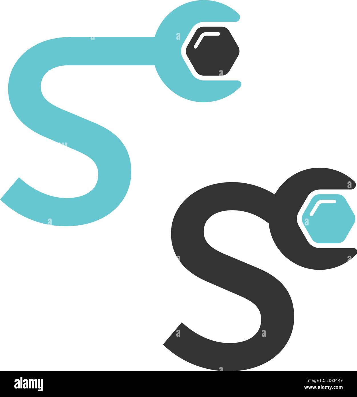 Letter S  logo icon forming a wrench and bolt design concept Stock Vector