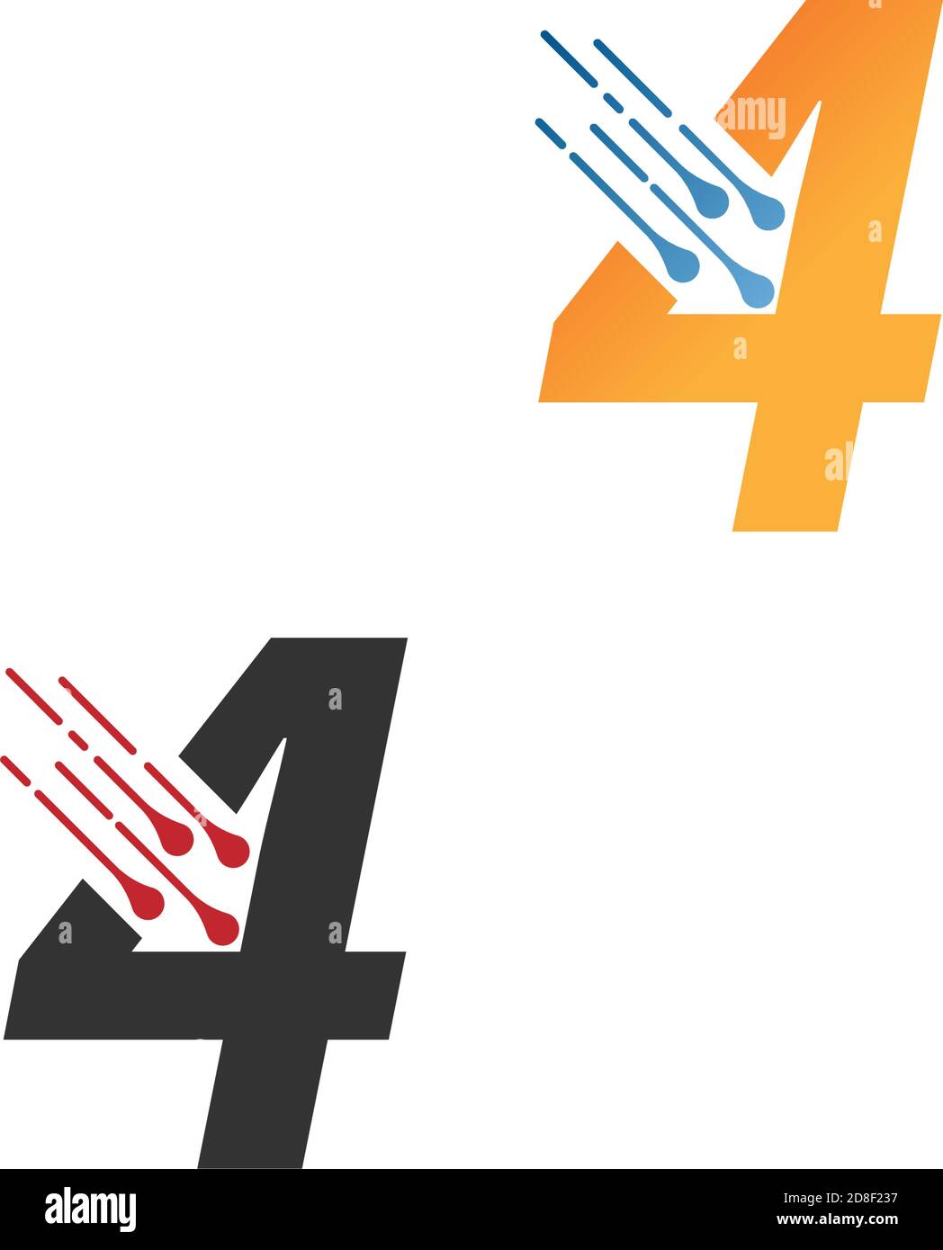 Number 4  simple  tech logo with circuit lines style icon template Stock Vector