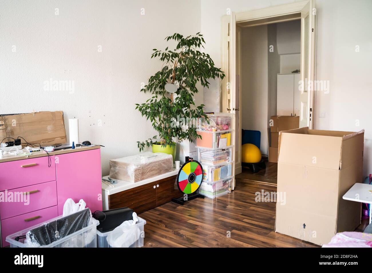 Messy Home Room With Junk And Packed Trash Stock Photo