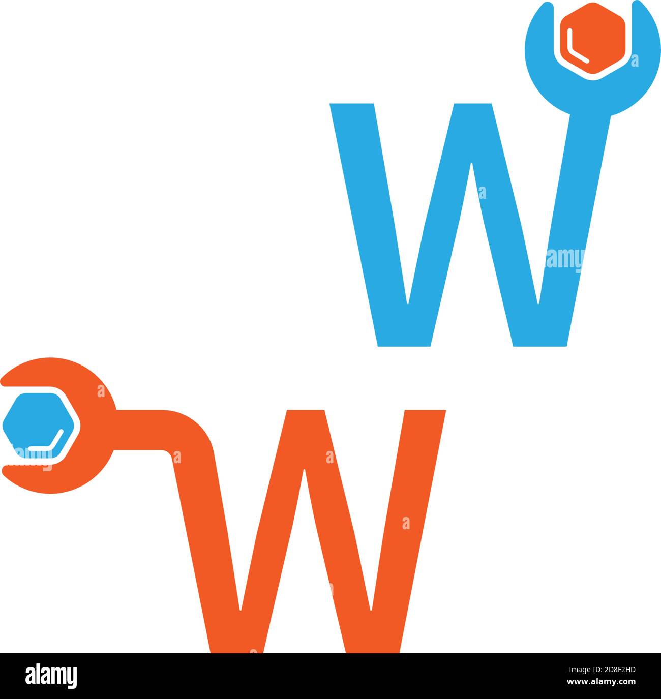Letter W logo icon forming a wrench and bolt design concept Stock ...