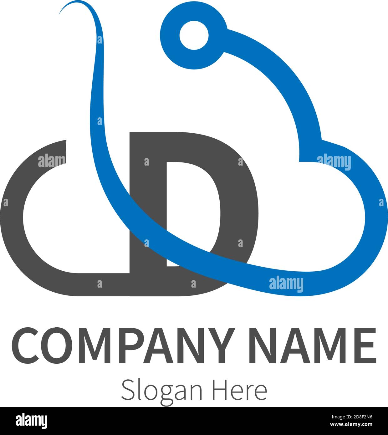 Letter D  combined with cloud technology icon logo illustration Stock Vector