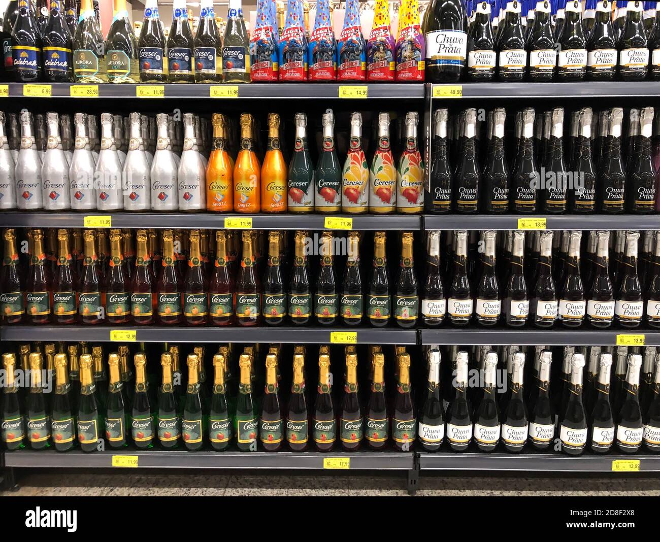 October 28, 2020. São Paulo, SP, Brazil. Stock of Brazilian and South American wines for sale in a supermarket. Stock Photo