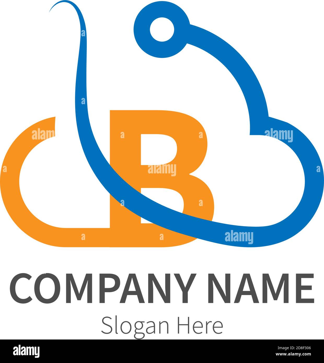 Letter B  combined with cloud technology icon logo illustration Stock Vector