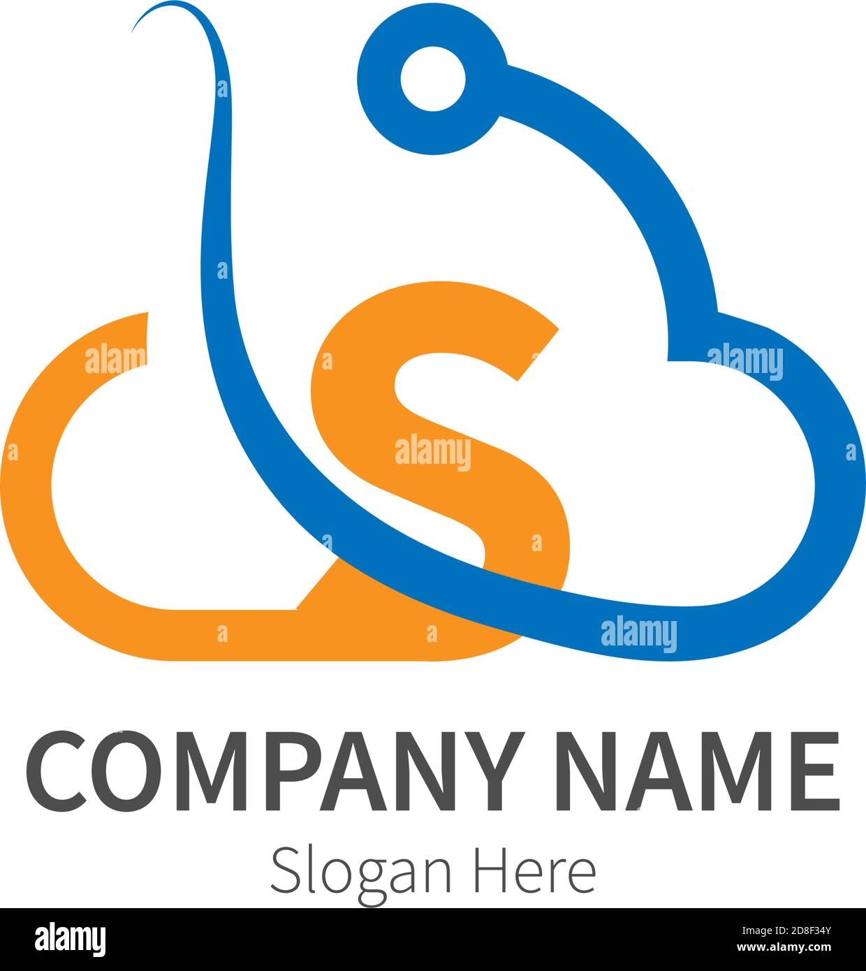 Letter S combined with cloud technology icon logo illustration Stock Vector