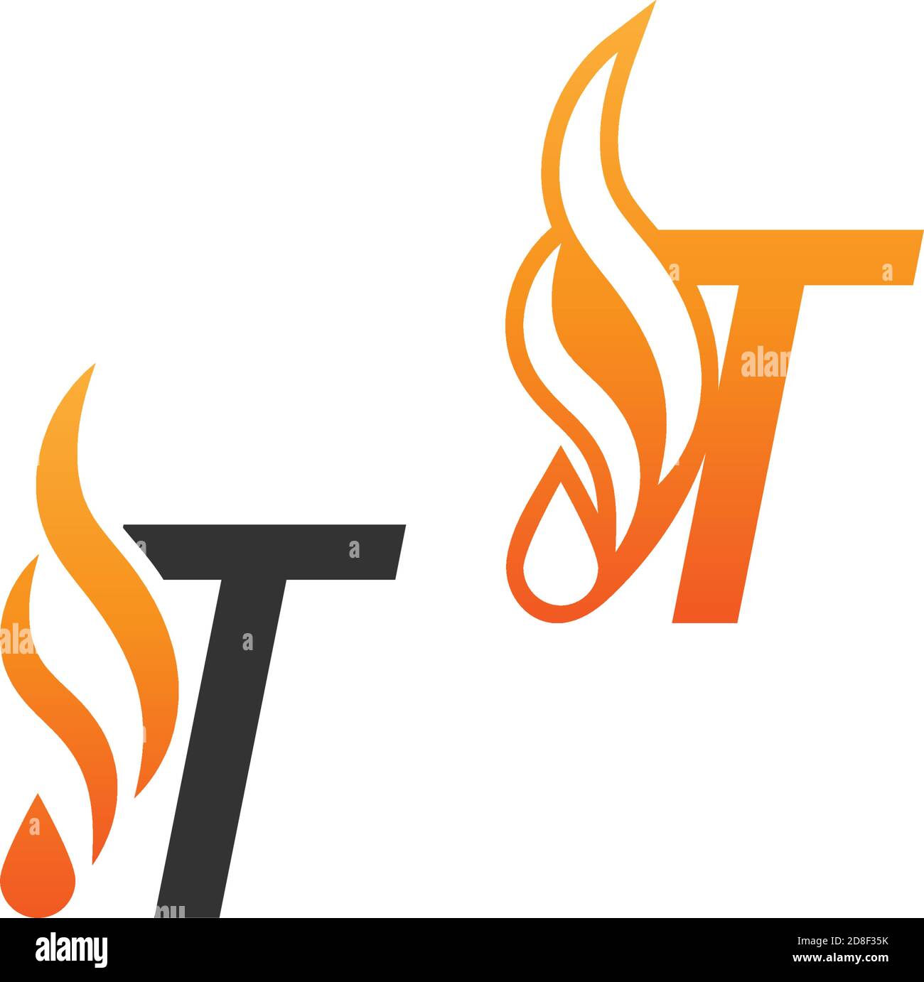 Letter T and fire waves, logo icon concept design template Stock Vector ...