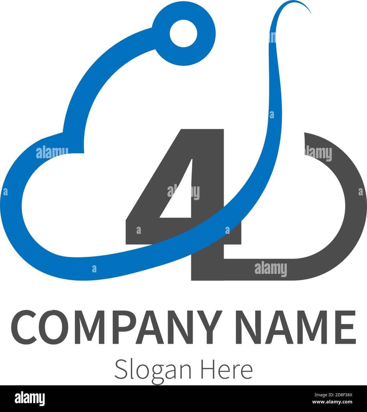 Number 4  combined with cloud technology icon logo illustration Stock Vector