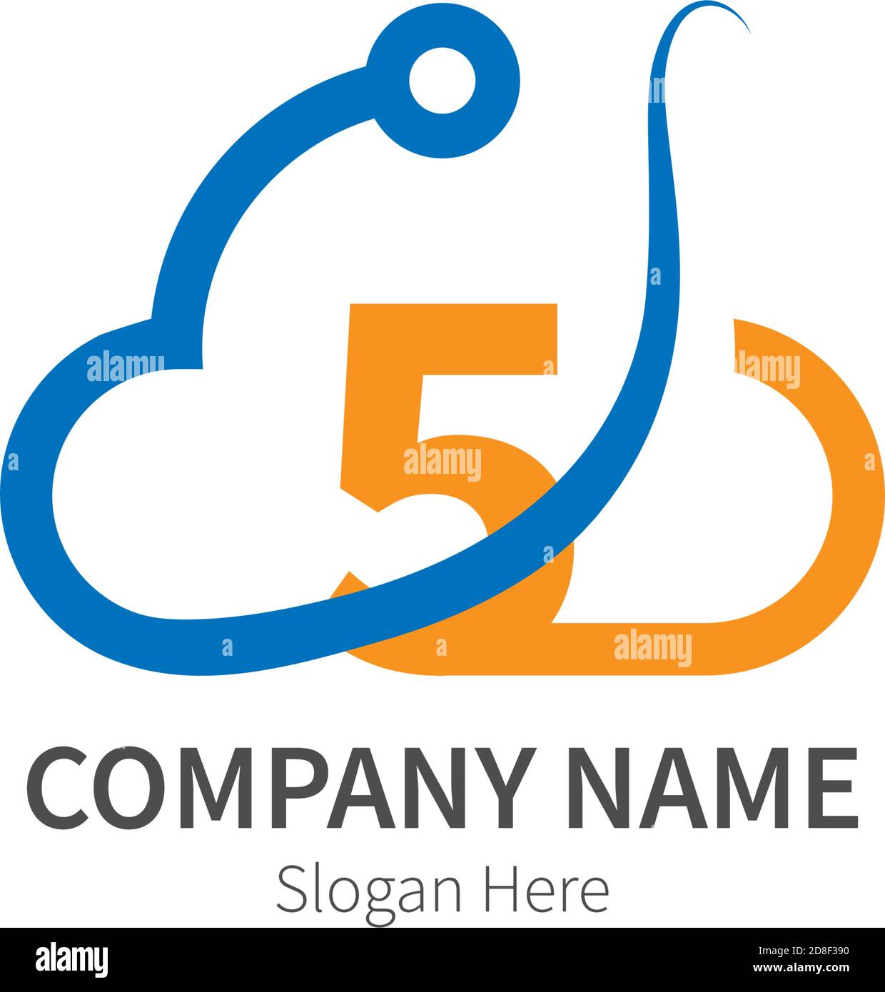 Number   combined with cloud technology icon logo illustration Stock Vector