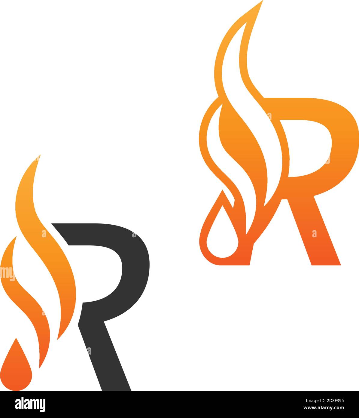 Rr r letter logo with fire flames design Vector Image