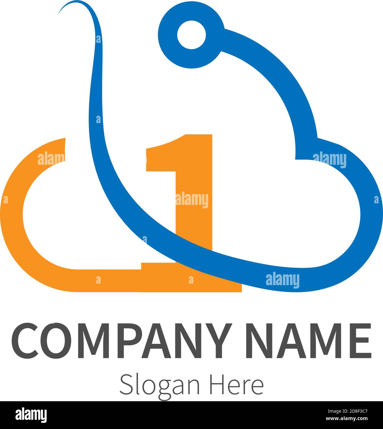 Number 1  combined with cloud technology icon logo illustration Stock Vector