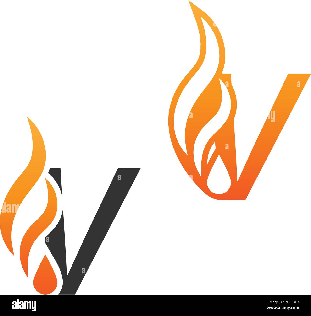 Letter V and fire waves, logo icon concept design template Stock Vector ...