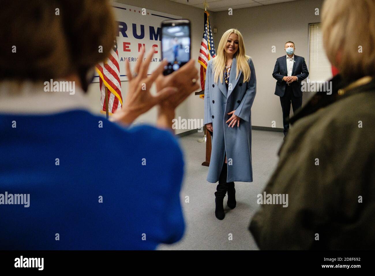 Holland, Ohio, USA. 29th Oct, 2020. TIFFANY TRUMP poses for a picture after delivering remarks at the Lucas County Republican Party Headquarters in Holland, Ohio, a small village outside Toledo. Tiffany Ariana Trump is the fourth child of US president Donald Trump, and the only child with his second wife, Marla Maples. Credit: Andrew Dolph/ZUMA Wire/Alamy Live News Stock Photo