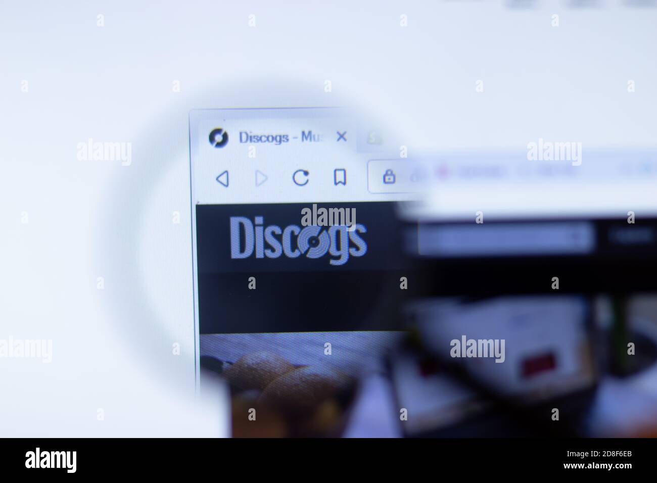 New York, USA - 29 September 2020: Discogs company website with logo close up, Illustrative Editorial Stock Photo