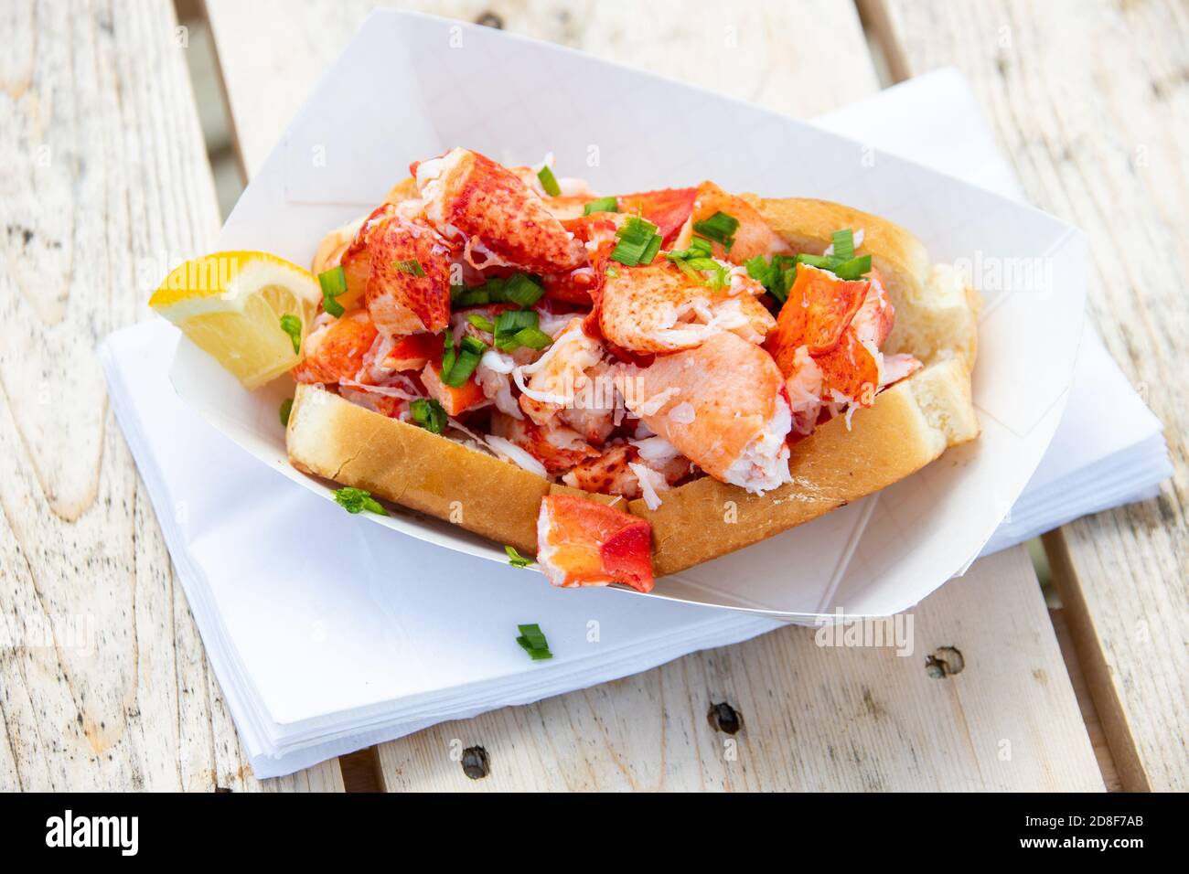 Lobster roll, Must Be Nice Lobster, Restaurant, Belfast, Maine, USA Stock Photo