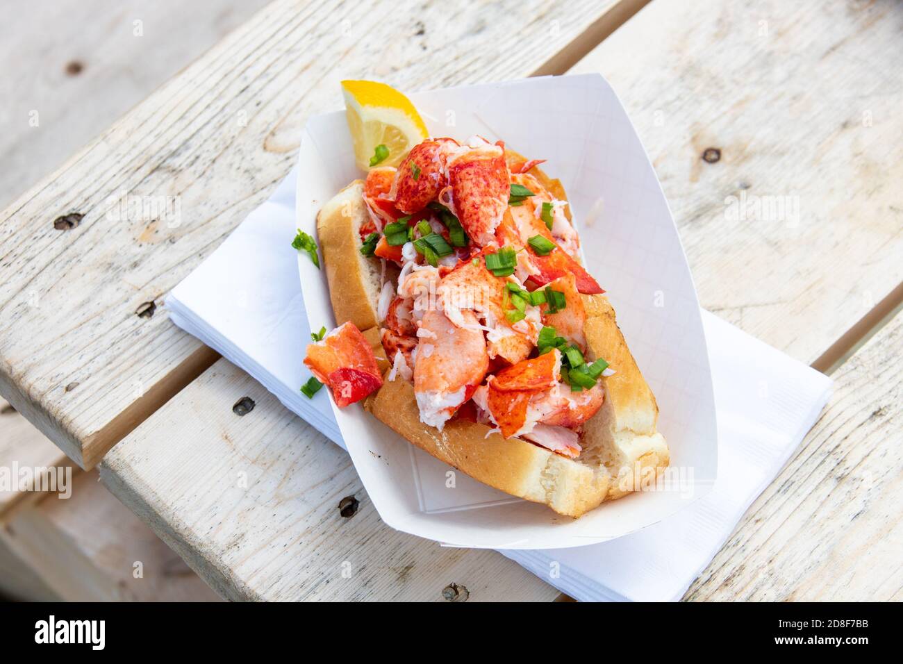 Lobster roll, Must Be Nice Lobster, Restaurant, Belfast, Maine, USA Stock Photo