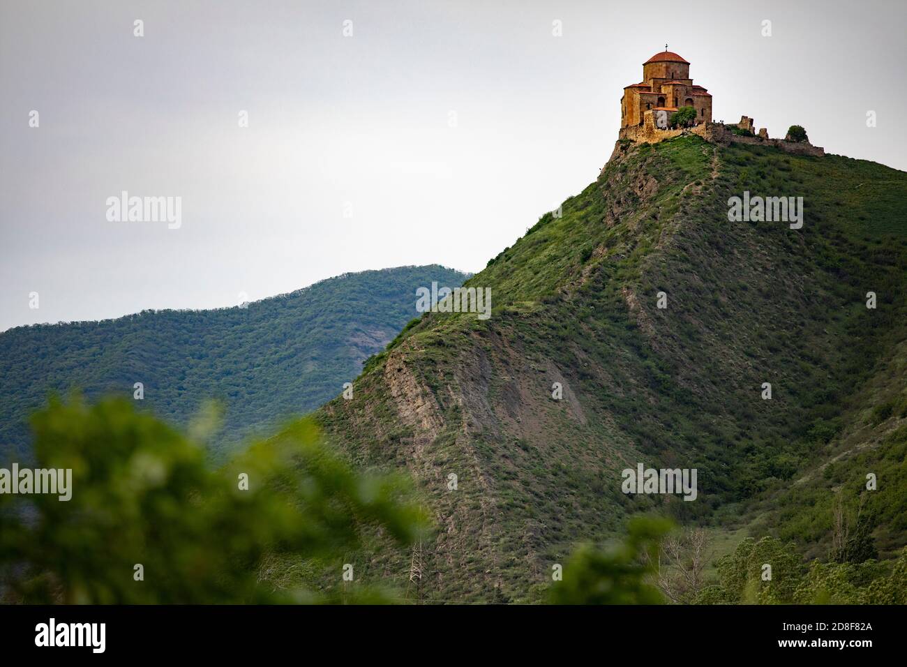 Exterior view of hilltop Jvari church, one of Georgia's most holy sites, in Mtskheta, Georgia, Caucasus, Europe. Stock Photo
