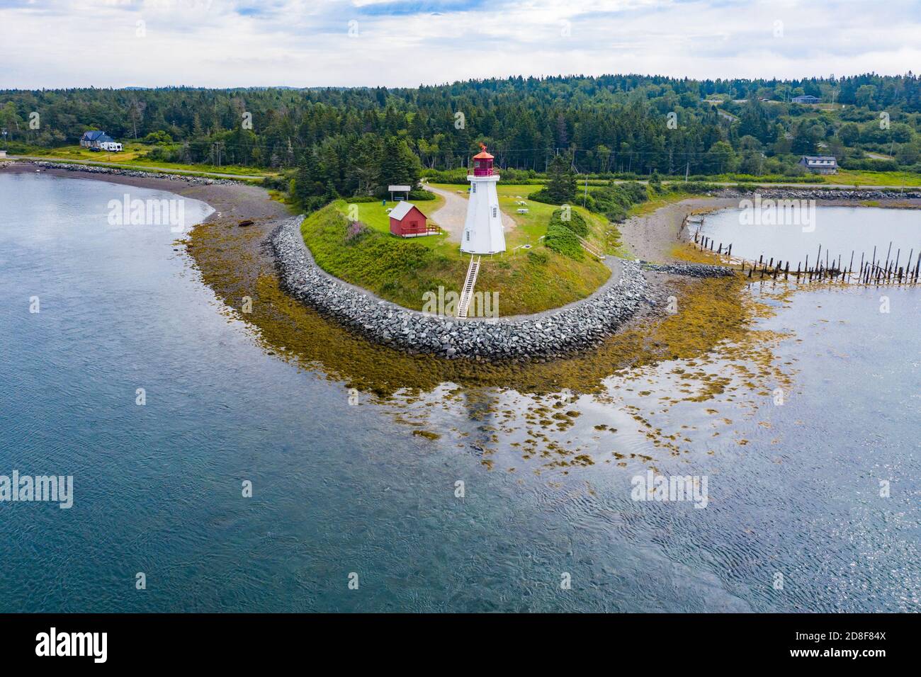 Mulholland Point Light, Welshpool, New Brunswick, Canada (from Lubec, Maine) Stock Photo