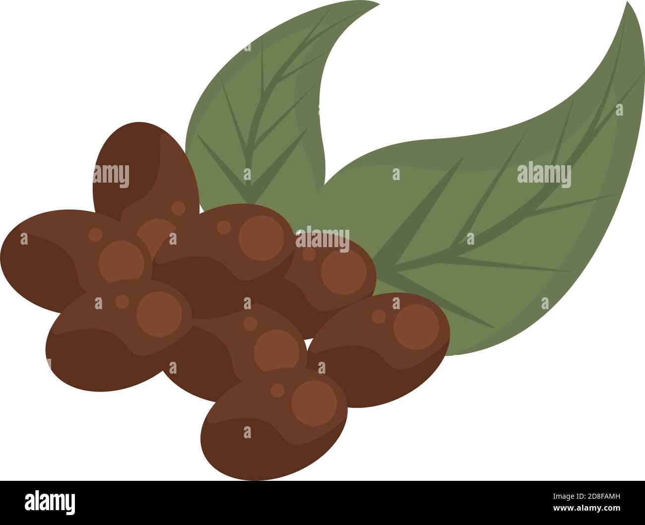 coffee plant grains and leafs nature flat icon vector illustration ...