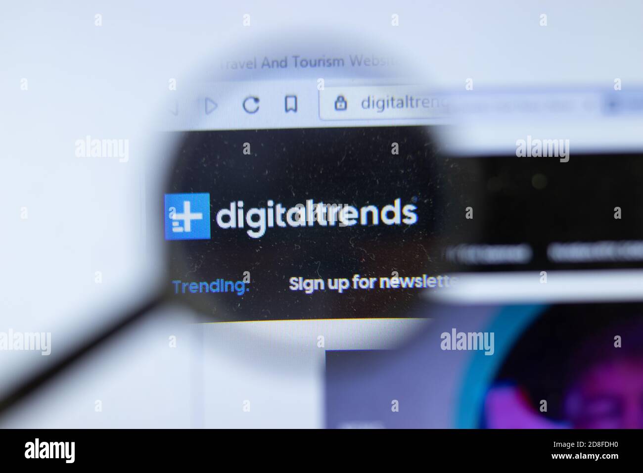 New York, USA - 26 October 2020: DigitalTrends company website with logo close up, Illustrative Editorial Stock Photo