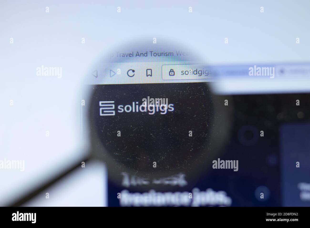 New York, USA - 26 October 2020: solidgigs company website with logo close up, Illustrative Editorial Stock Photo