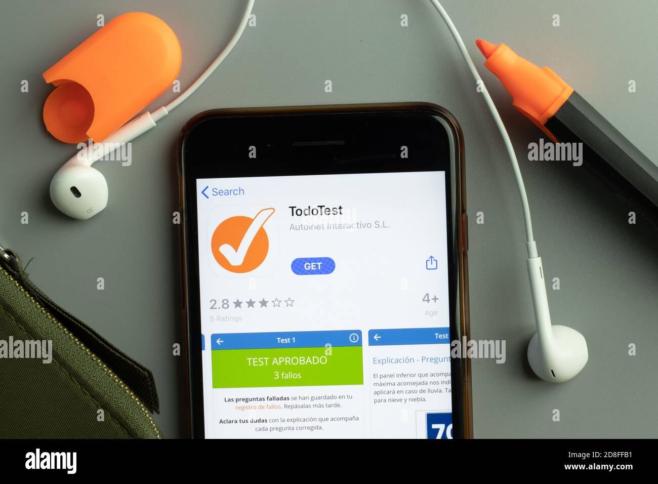 New York, USA - 26 October 2020: TodoTest mobile app icon logo on phone screen close-up, Illustrative Editorial Stock Photo