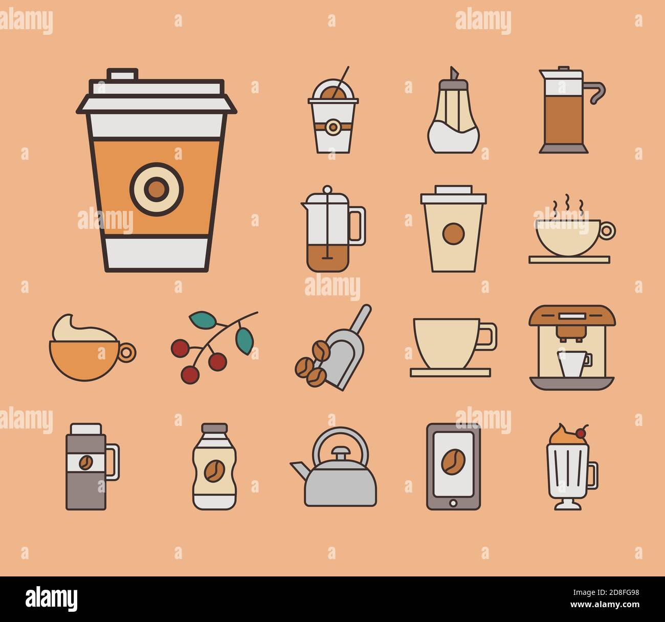 bundle of coffee set fill style icons vector illustration design Stock ...