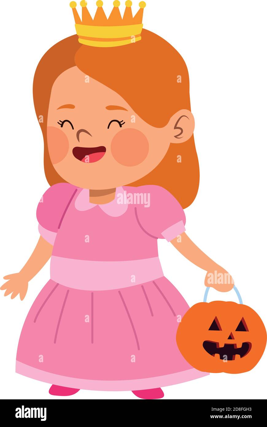 cute little girl dressed as a princess character vector illustration ...