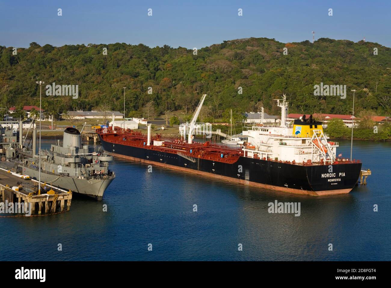 Oil Tanker, Rodman Docks, Panama Canal, Panama City, Panama, Central America Stock Photo