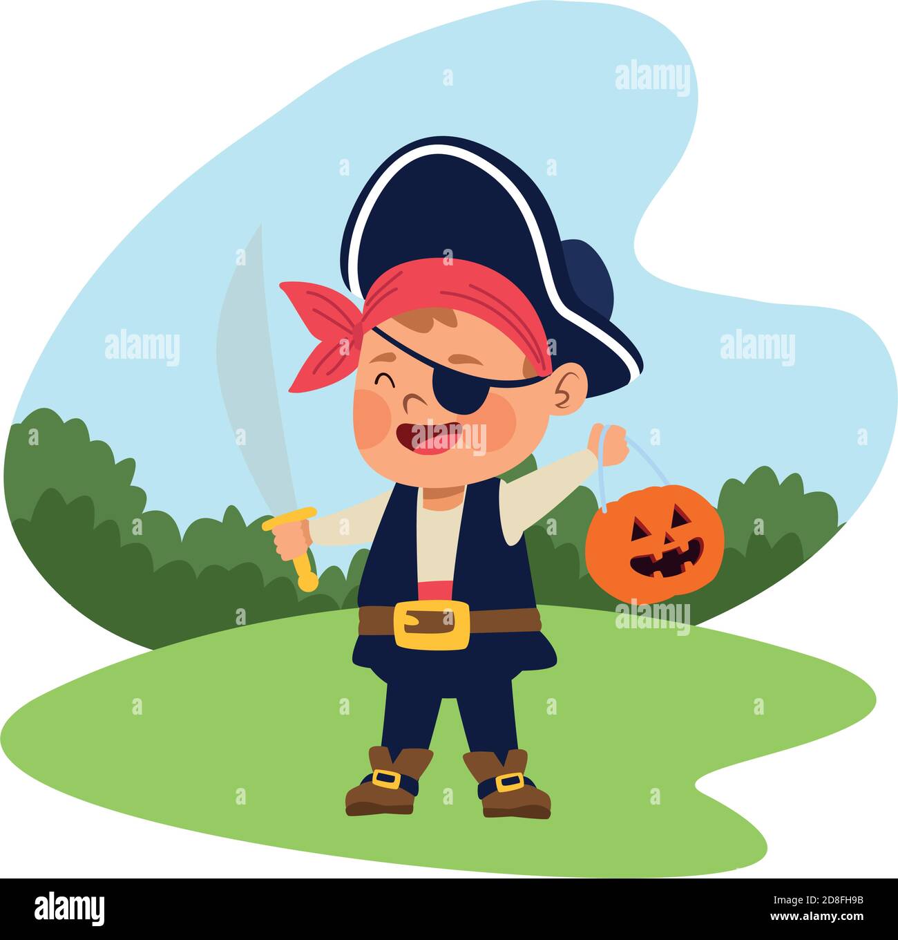 cute little boy dressed as a pirate character vector illustration ...