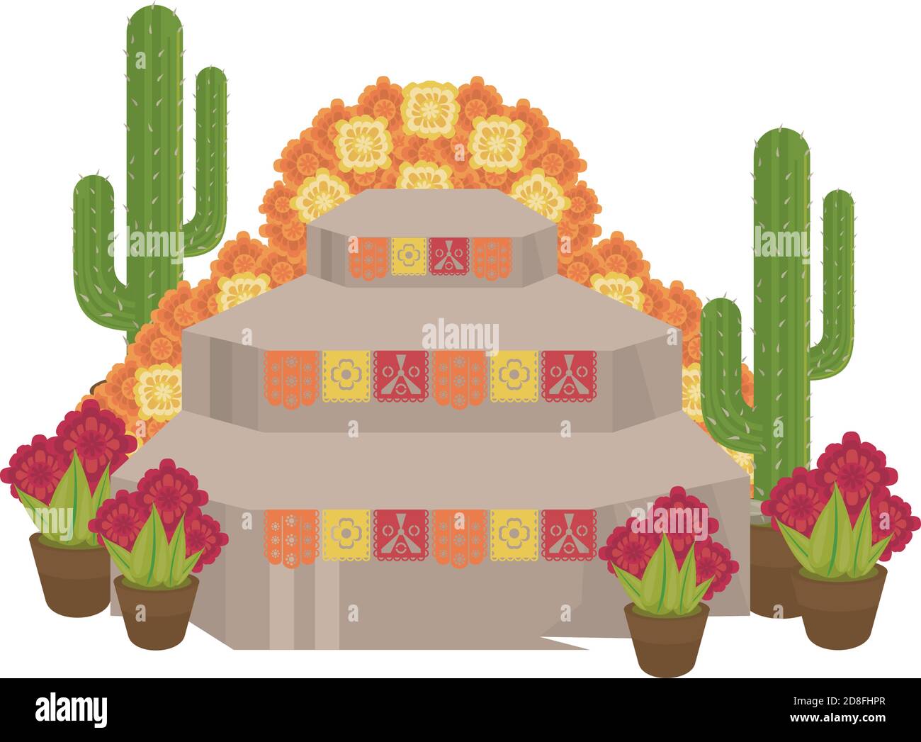 mexican altar of dia de los muertos vector illustration design Stock Vector