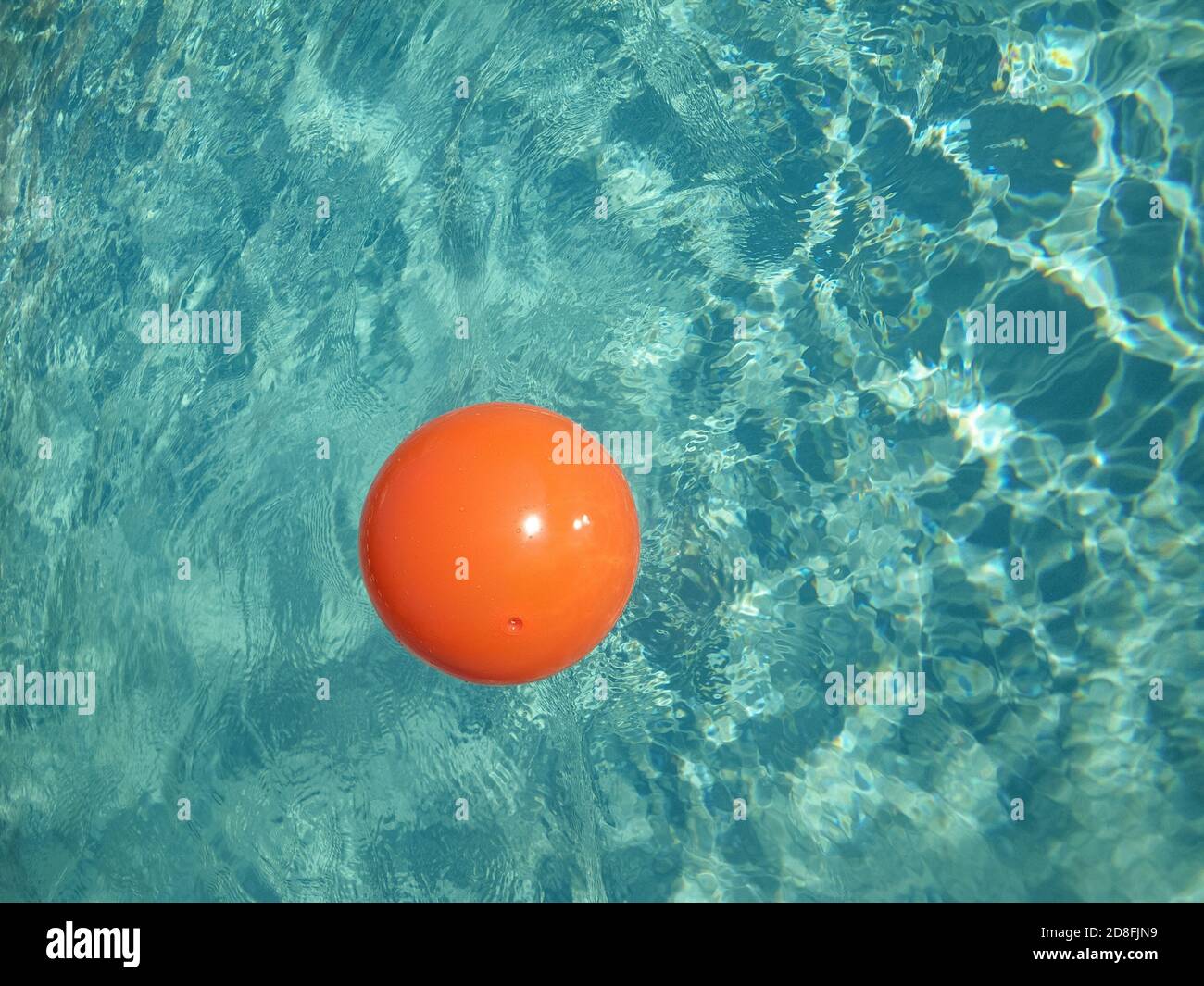 Orange beach ball in a pool. Photo by Liz Roll Stock Photo Alamy