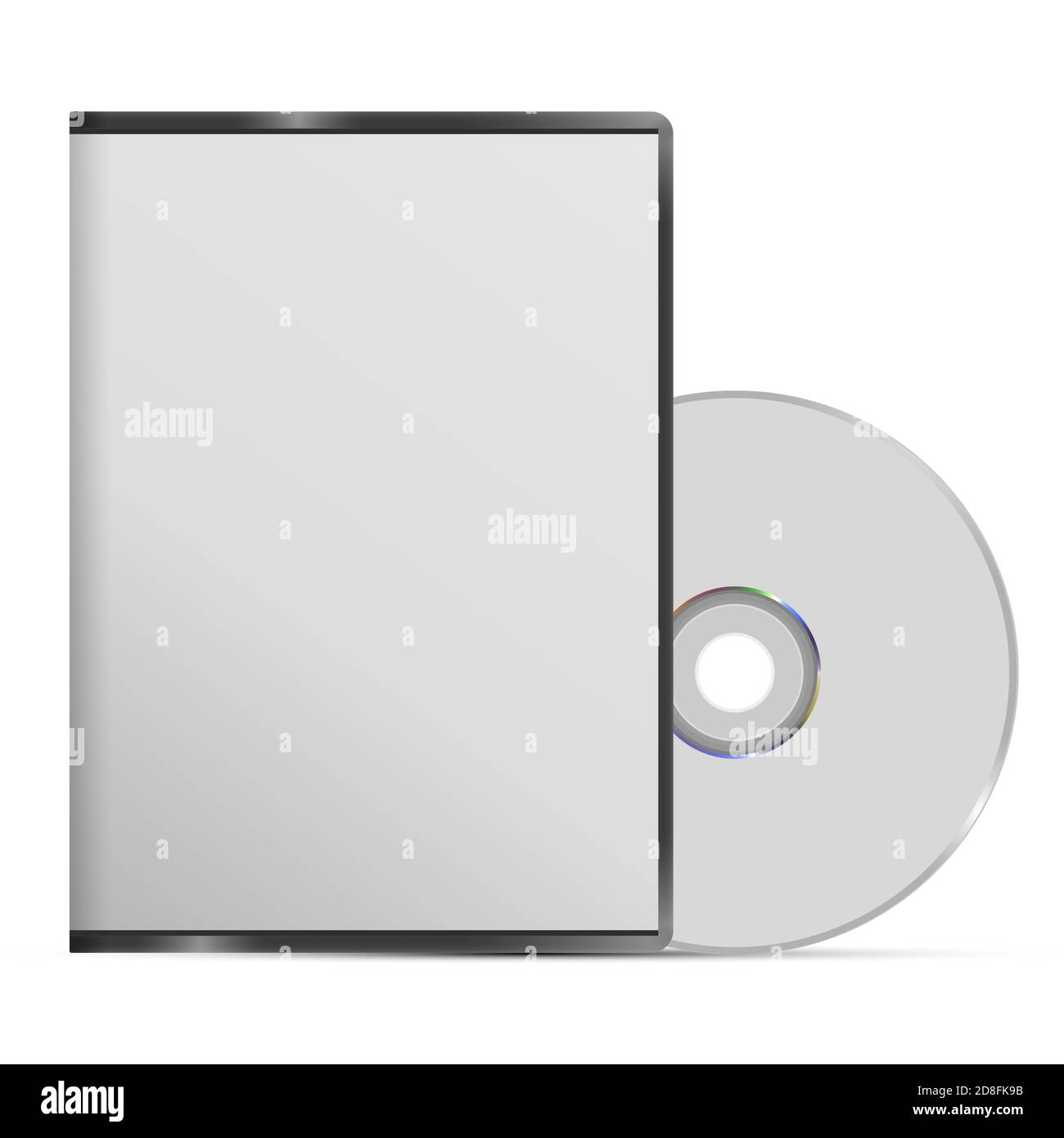 Blank DVD case and disc isolated on white background. 3d illustration