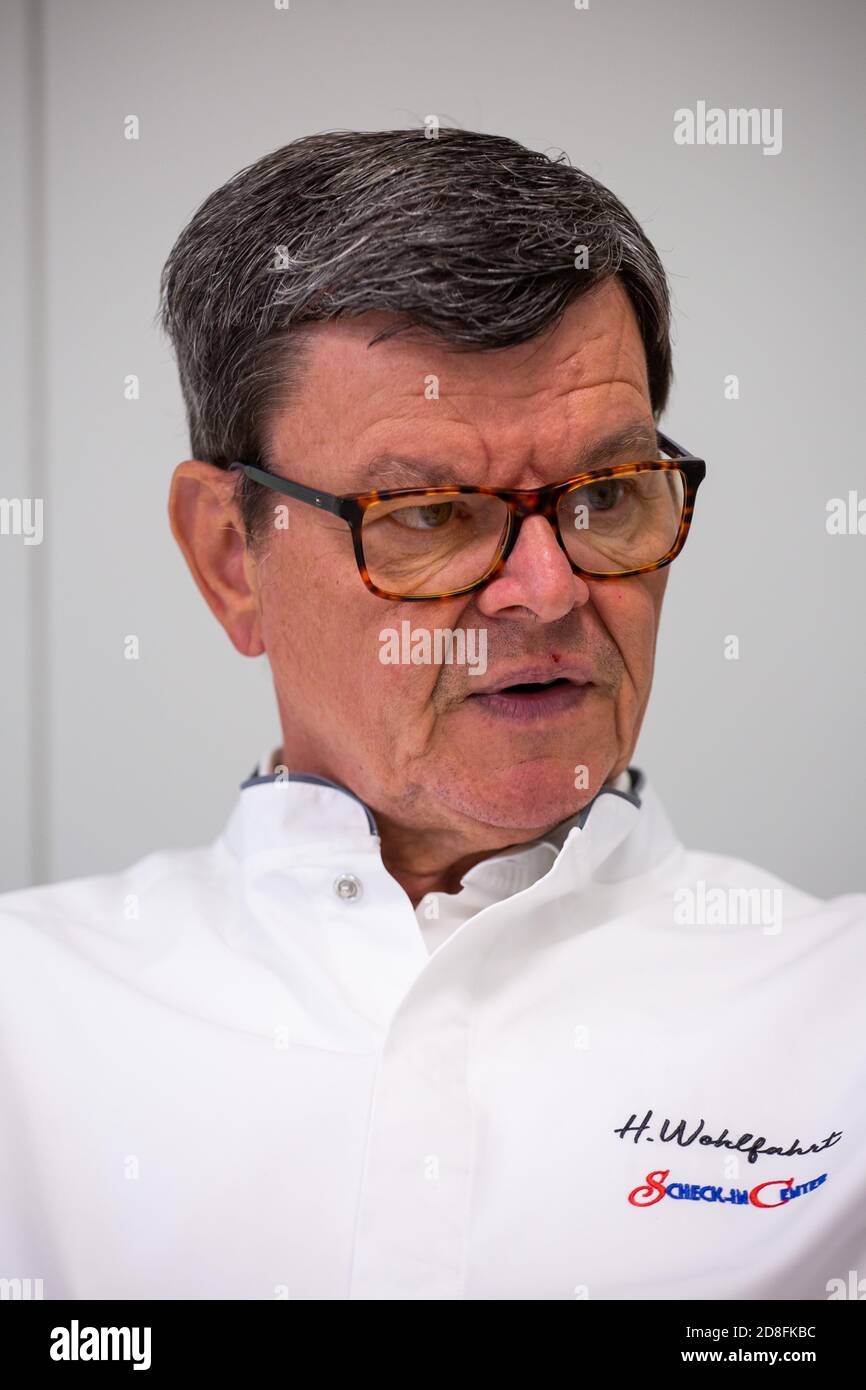 Achern, Germany. 12th Oct, 2020. Star chef Harald Wohlfahrt is sitting in the break room of the Scheck-In Manufaktur during a conversation on the occasion of his upcoming 65th birthday. Wohlfahrt will be 65 years old on 7.11.2020. Credit: Philipp von Ditfurth/dpa/Alamy Live News Stock Photo