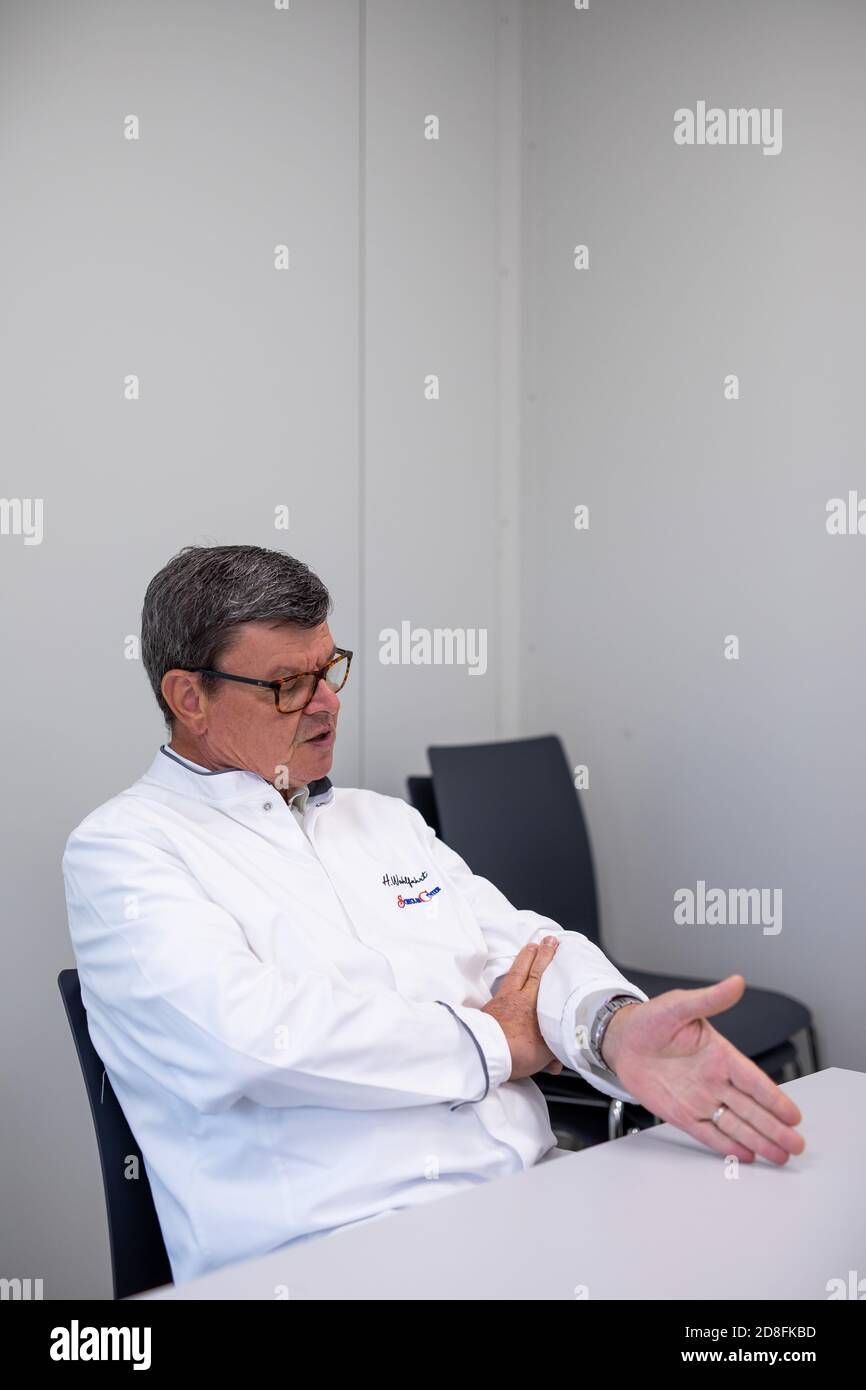 Achern, Germany. 12th Oct, 2020. Star chef Harald Wohlfahrt is sitting in the break room of the Scheck-In Manufaktur during a conversation on the occasion of his upcoming 65th birthday. Wohlfahrt will be 65 years old on 7.11.2020. Credit: Philipp von Ditfurth/dpa/Alamy Live News Stock Photo