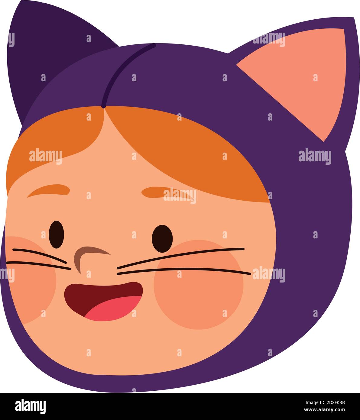cute little girl dressed as a cat head character vector illustration ...