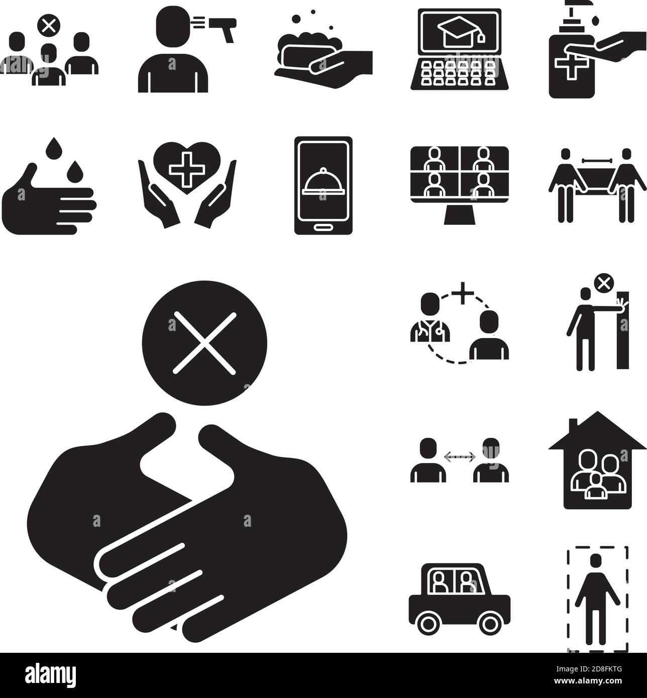 avoid contactless with bundle silhouette style icons vector ...