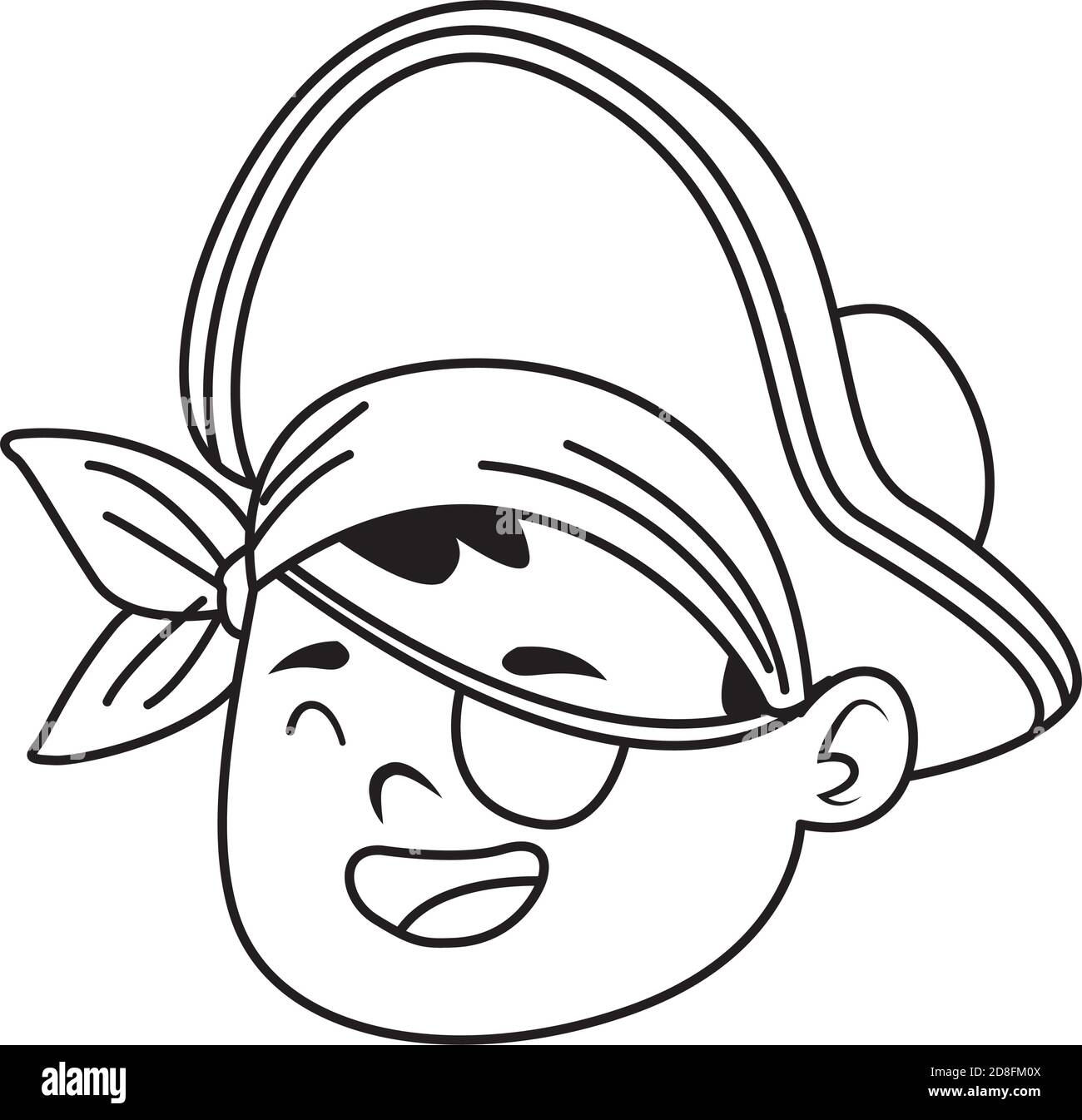 cute little boy dressed as a pirate head character line style vvector ...