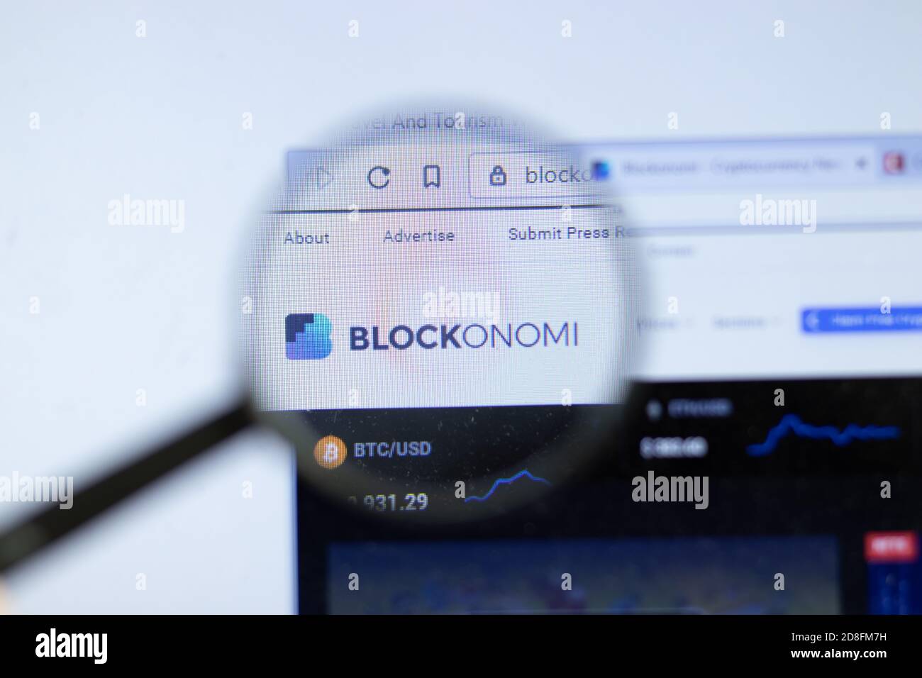 New York, USA - 26 October 2020: Blockonomi company website with logo close up, Illustrative Editorial Stock Photo