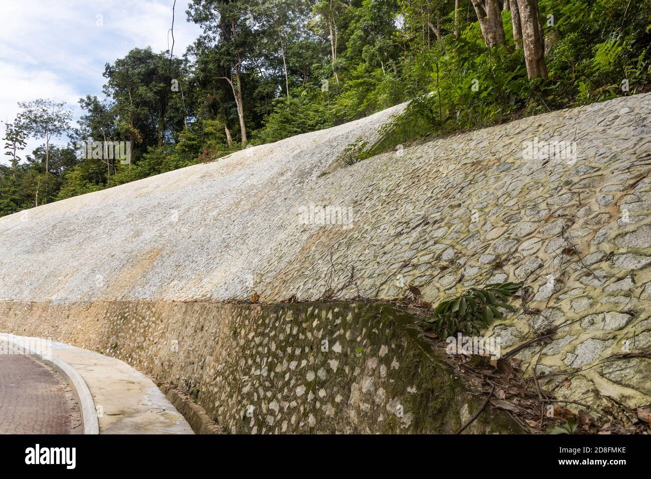 Slope retention engineering to prevent soil erosion and landslide Stock