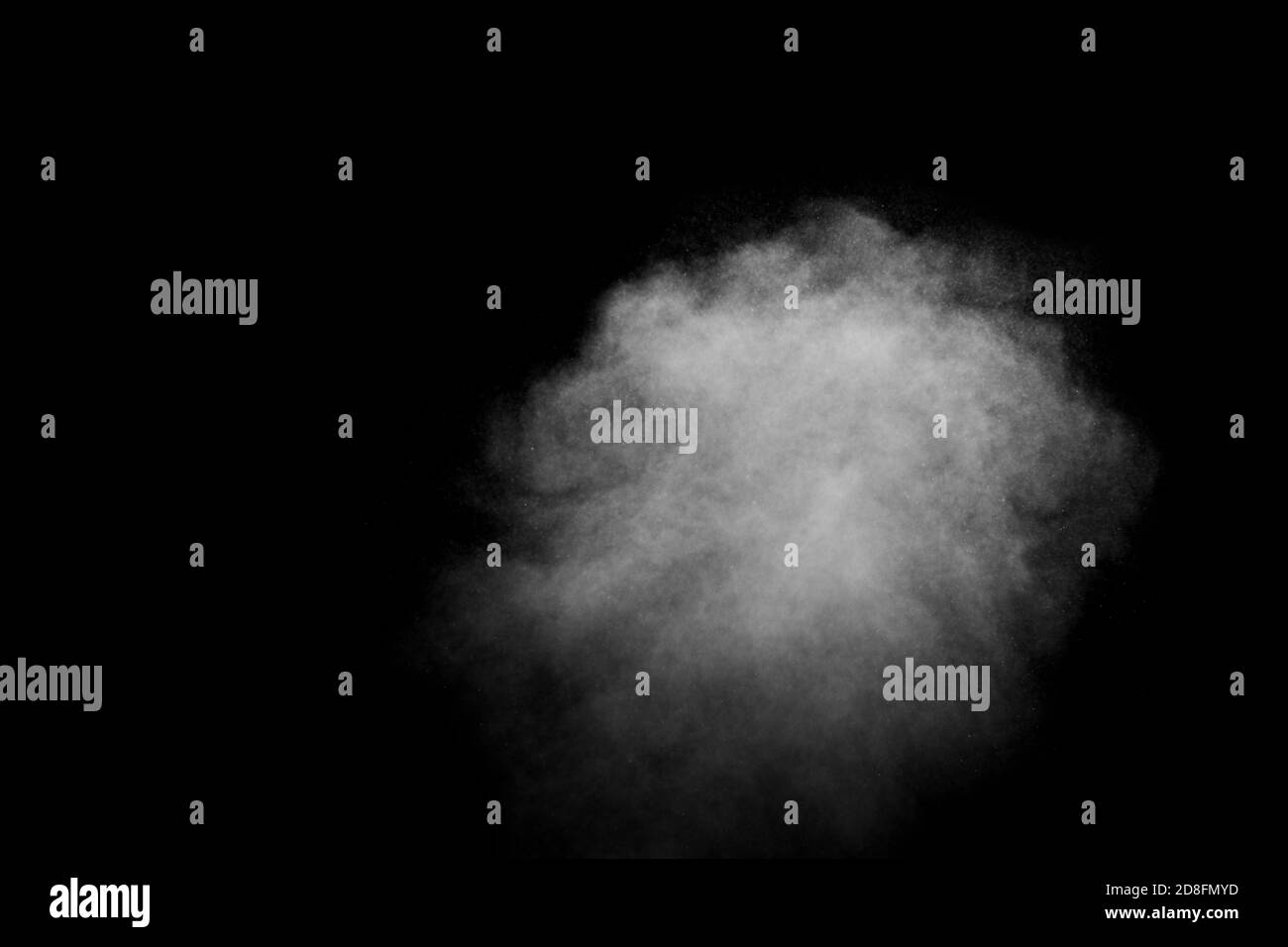 Abstract white steam, smoke in the form of a cloud on a black background, copy space Stock Photo